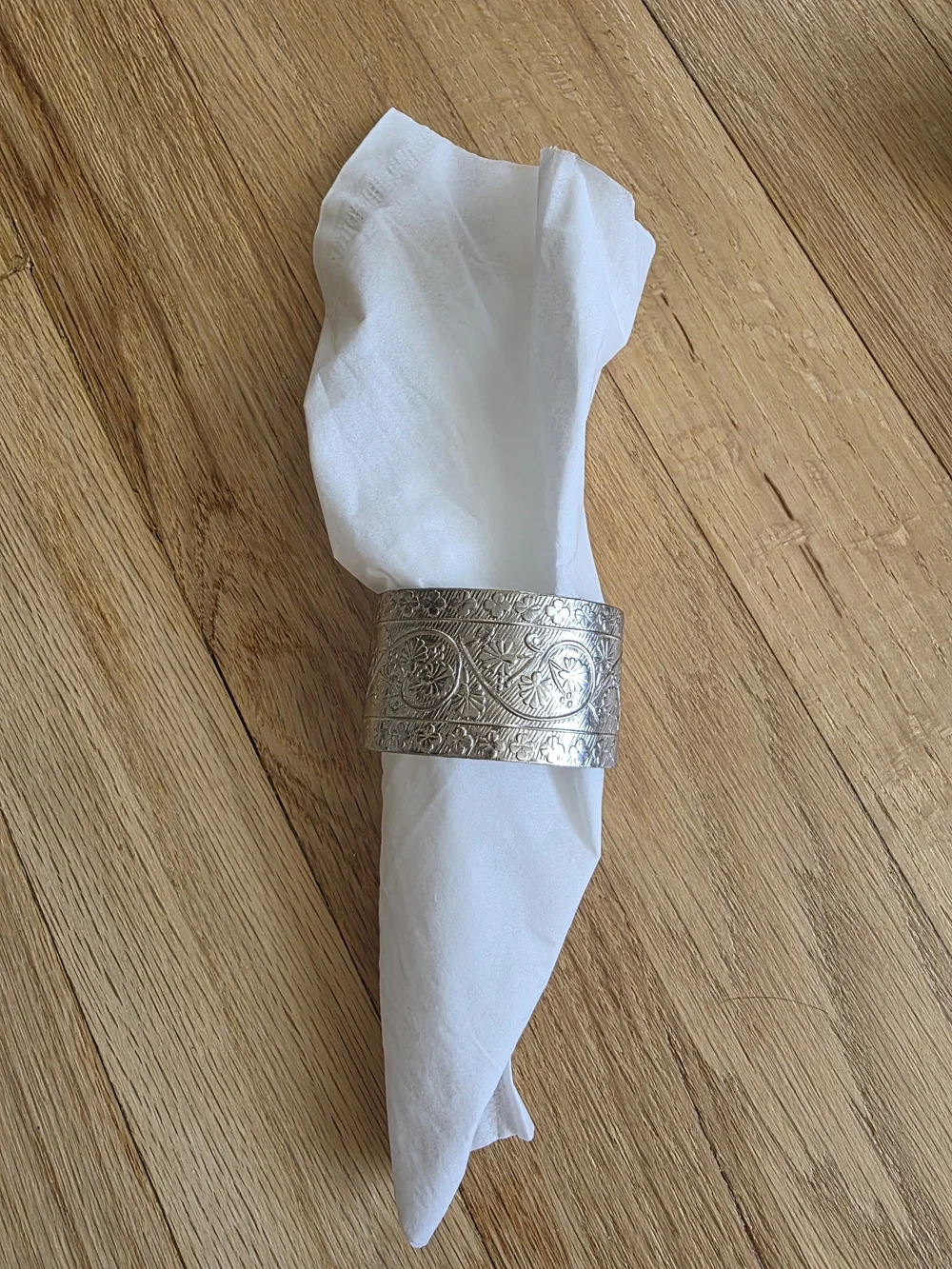 Ornate Silver-Tone Filigree Napkin Ring